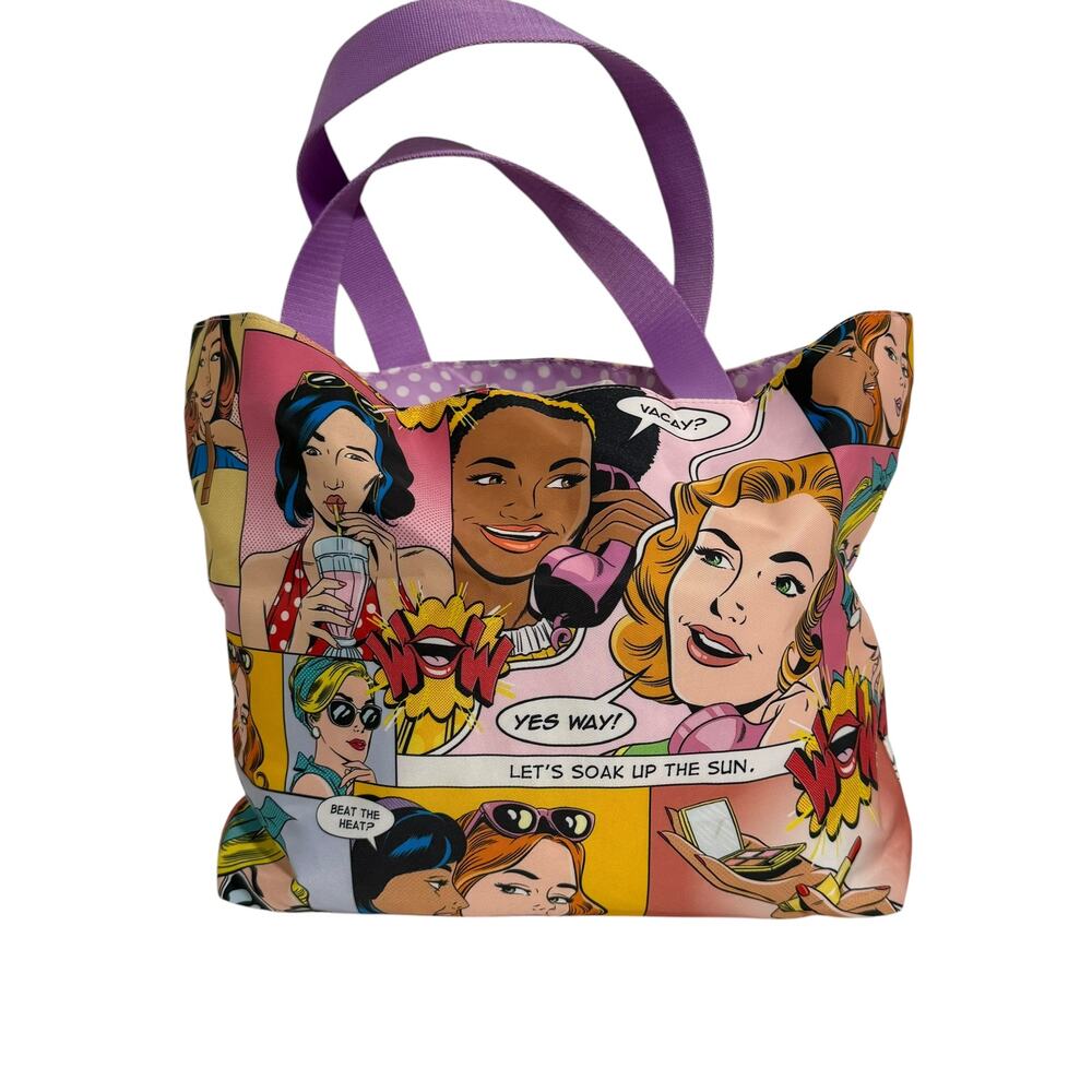 ESTEE LAUDER Tote Comic Book Lavender Polka Dot Recycled Materials